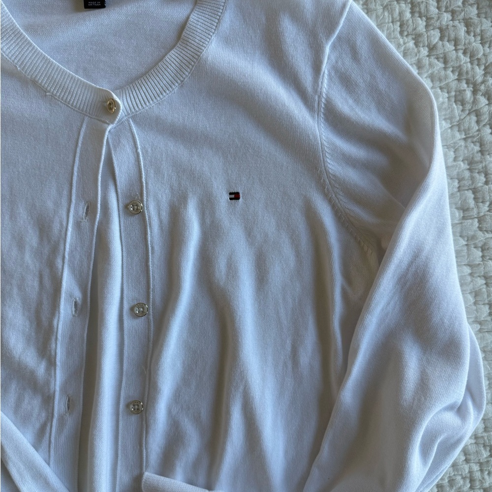 Tommy Hilfiger White Cardigan Sweater